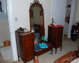 3 pieces, vanity mirror and 2 side cabinets- White's of Mebane NC