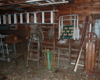garage has primitive stuuf, note old sled