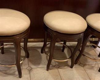 34. Set of 3 Counter Stools w/ Carved Wood Base (17" x 24")