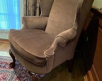 56. Pair of Velvet Upholstered Wingback Chairs (31" x 29" x 45")