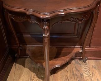 67. Carved Demilune Table (25" x 13" x 22")