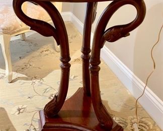 75. Swan Neck Side Table w/ Marble Top (22" x 27")