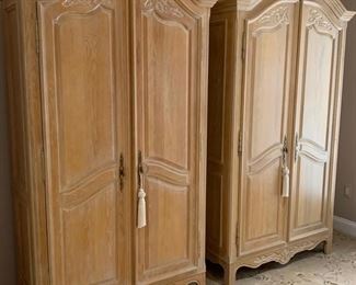 72. Pair of French Provincial Carved Armoire (46" x 20" x 81")