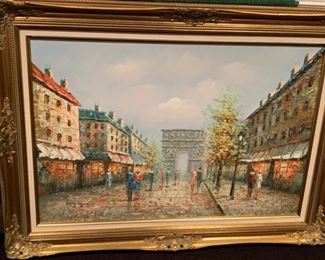 122. Paris Street Scene by Henry Roger Acrylic on Canvas (44" x 33")