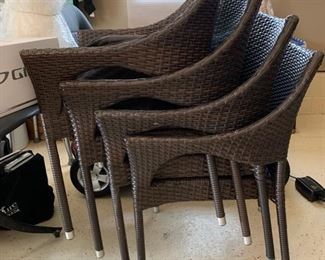 134. Set of 7 All Weather Wicker Arm Chairs 