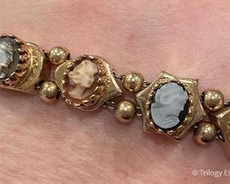 Victorian style (not antique) 14k gold cameo slide bracelet. $1,250