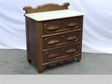 c. 1920's Antique Marble Top Rolling Buffet