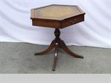 Vintage Hexagon Queen Anne Pedestal Table with Drawer