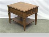 Mid-Century Hekman Pecan Wood End Table with Drawer