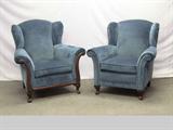 1936 King and Queen Upholstered Wing Backed Chairs