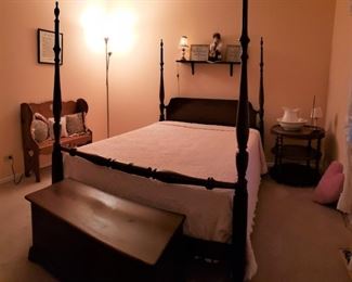 $250.00 Available to purchase before sale.  Send email if you want to purchase it before Friday.   4 poster bed with double mattress and boxsprings $250.00.  