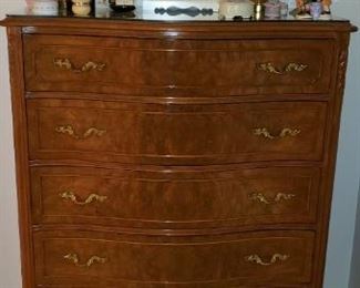 1940s Bedroom Set $450.00 Available to purchase before sale.  Send email if you want to purchase it before Friday.    :Highboy, Dresser, Mirror, Headboard and bedspread, double mattress, box springs