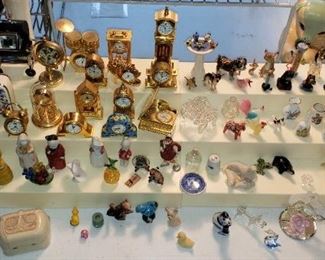 Mini clock collection, small animals, mini porcelain/bisque dolls