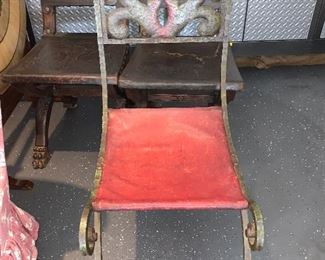 Pair of Wrought Iron Leather seat chairs - 34"x15.5"x23" - Price for pair $1,200