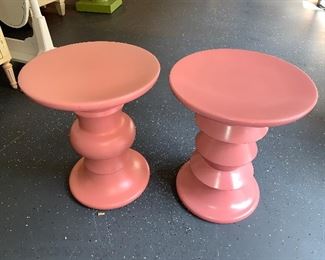 Pair of pink spool stools $195