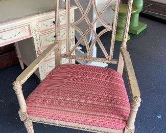 Hickory Chair London arm chair 24"x23"x41" in aged cream finish. Price $450
