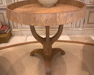 Round oak side table by Rose Tarlow - 28"x29"d - Price $2,100
