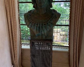 Bronze Classic Roman Bust and pedestal - 37"x28"x14" - Price $4,500