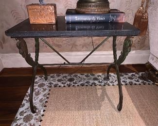 19th century Empire iron base table with rectangular marble top - Price $1,200