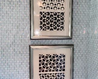 Uhlmann Black and white Squares - set of 2 - 22"x17.25" - Price $595