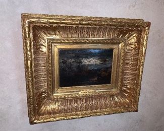 Painting, oil on wood panel, Theodore Rousseau (French 1812-1867) signed, classical landscape. 13"x16".  Price $4,500