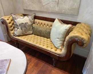 English Regency sofa with leather upholstery.  Price $4,500.00