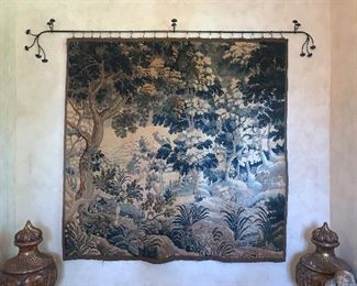 Verdure Tapestry circa 1730, France. Purchased from Grant Antiques. Dimensions 78"x78" - Price $6,200.00
