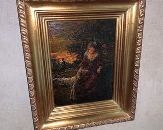 Painting, oil on wood panel, late 19th century, no signature visible.  Price $950