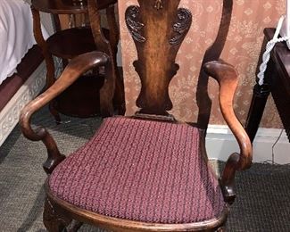 Pair of walnut armchairs Queen Anne style, 19th century - 41"x24"x22" - Price for pair $2,400