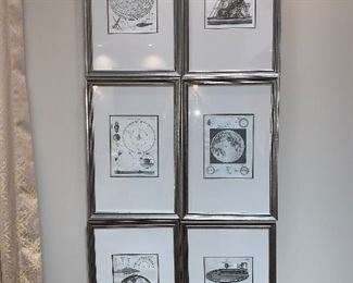 Engravings, English, circa 1773, set of 6 depicting astronomy and other astronomical inventions of the time - 14"x21" framed - Price $1500