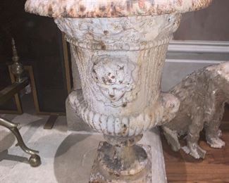 Pair of urns, Victorian, Neoclassical style, cast iron, English 19th century - 16."x12.5" - Price for pair $650