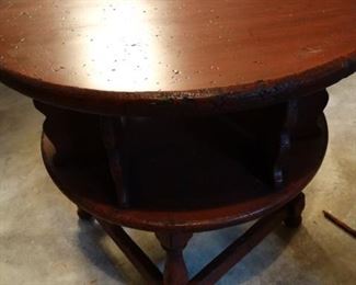 Ethan Allen Tavern round revolving drum table
