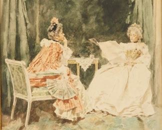 Lot 2: Mariano Fortuny Spanish Watercolor Painting 1870
