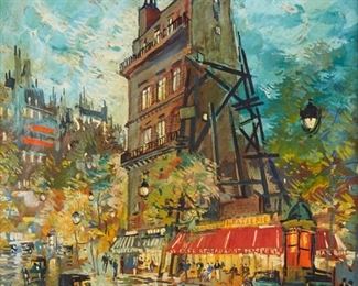 Lot 15: Konstantin Korovine Parisian Street Scene Oil on Board
