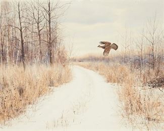 Lot 26: Noel L. Dunn Pheasant Flying Winter Landscape