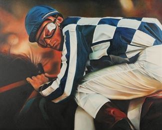 Lot 31: Terrence Fogarty "Jockey I" Oil on Canvas