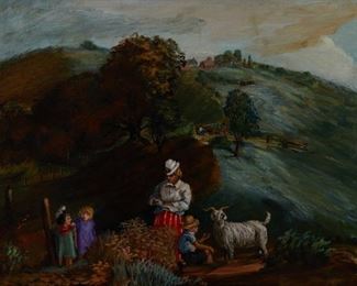 Lot 36: Glen Ranney Minnesota Landscape Painting with Figures