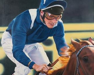 Lot 32: Terrence Fogarty "Jockey II" Oil on Canvas