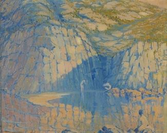 Lot 37: Olaf Aalbu Bathers Oil on Canvas