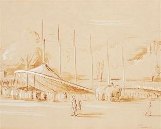 Lot 41: John Huseby Circus Drawing 1939