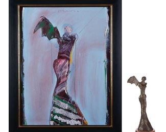 Lot 64: Fritz Scholder Painting & Bronze Sculpture