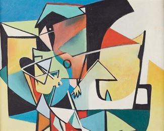 Lot 70: Walter Quirt Cubist Painting