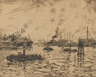 Lot 77: Hans Kleiber Harbor Scene Etching