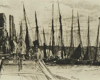 Lot 79: James Whistler "Billingsgate" Etching & Drypoint