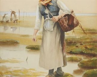 Lot 85: Daniel Ridgway Knight Watercolor & Print