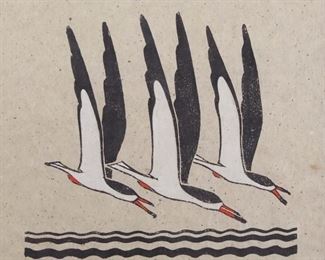 Lot 97: James McConnell Anderson Shearwater Pottery Block Print