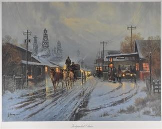 Lot 113: G. Harvey "Independent Oilmen" Lithograph Art Print