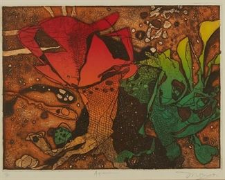 Lot 148: Jim Monson "Aquarius" Aquatint on Paper
