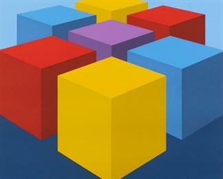 Lot 156: Marko Spalatin "Cube Group" Op-Art Serigraph
