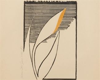Lot 162: Donald Sultan "Yellow Iris" Woodblock Print
